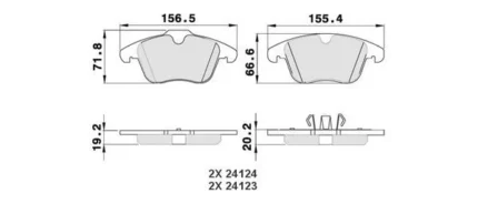 Freelander2, ön fren balatası, ME6G9J 2K021, AB LR027309, LR004936-DIN